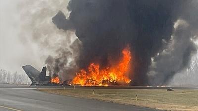 ABD'de u�ak kazas�... �zel jet alev topuna d�nd�