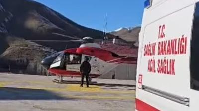 Hamile kadın ambulans helikopterle Van'a getirildi