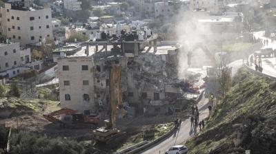 Soyk�r�mc� �srail, Filistinlilere ait binay� y�kt�