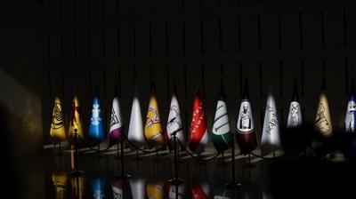 Suriye'deki ge�mi� medeniyetleri temsil eden bayraklar Fidan ve �eybani'nin bas�n toplant�s�nda sergilendi