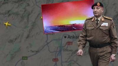 Libya Genelkurmay Ba�kan�n� ta��yan jet d��t�... Enkaz�na ula��ld�