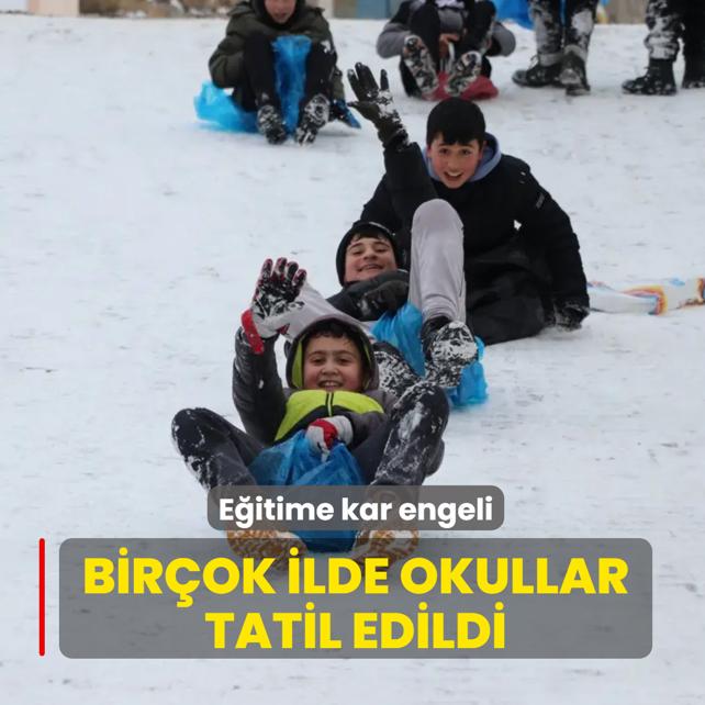 E�itime kar engeli... Bir�ok ilde okullar tatil edildi