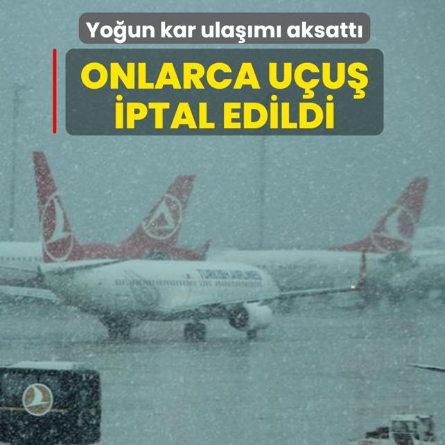 Yo�un kar ula��m� aksatt�... Onlarca u�u� iptal edildi