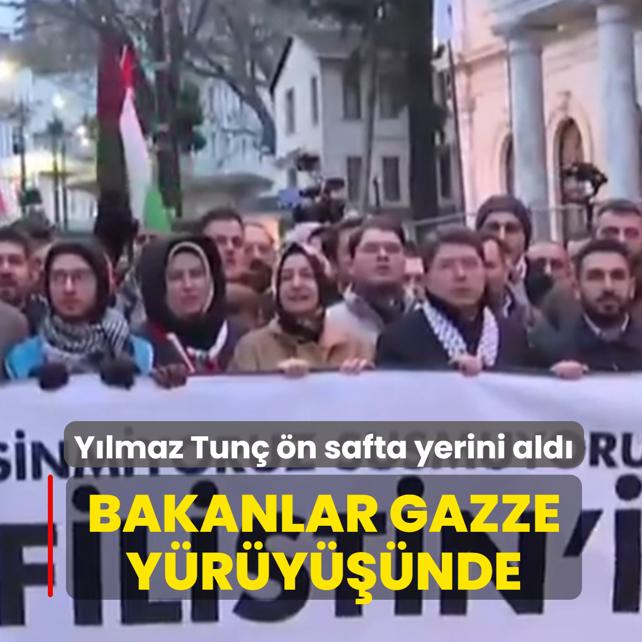 Bakanlardan Gazze y�r�y���ne destek! Y�lmaz Tun� �n safta yerini ald�
