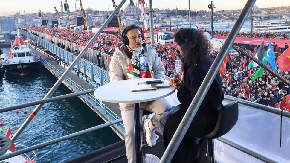 Galata Köprüsü'nde büyük Gazze yürüyüşü! Murat Çiçek: Bu soykırımı dünyaya haykırmak çok önemli