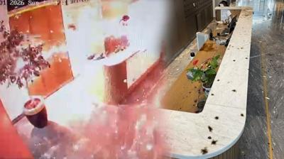 L�ks sitede kargo pani�i! Paketin bomba gibi patlad��� anlar kamerada