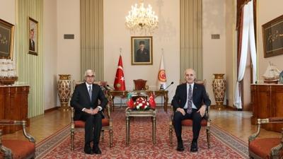 TBMM Ba�kan� Kurtulmu�, Portekiz Cumhuriyet Meclisi Ba�kan� Aguiar-Branco ile g�r��t�