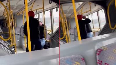 Otob�s�n i�inde tekme tokat darp etti: Komutan�ma b��ak �ekmi�ti