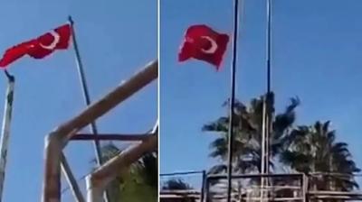 Geli�meyi Bakan Tun� duyurdu! Bayrak provokasyonu cezas�z kalmad�