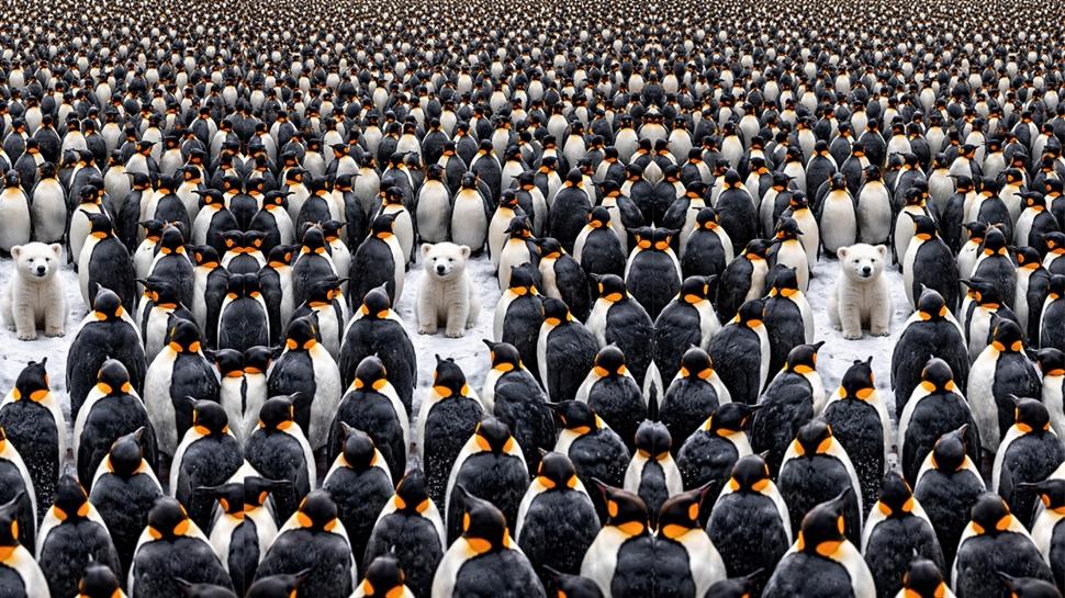 G�rsel zeka testi: Penguenler aras�ndaki 4. Kutup ay�s� nerede? 5 saniyede bulanlar...