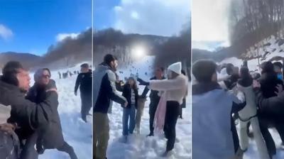 Deh�ete d���ren g�r�nt�ler! Babaya �ocuklar�n�n g�z� �n�nde dayak