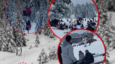 Telesiyejde panik anlar�! Tatilciler mahsur kald�