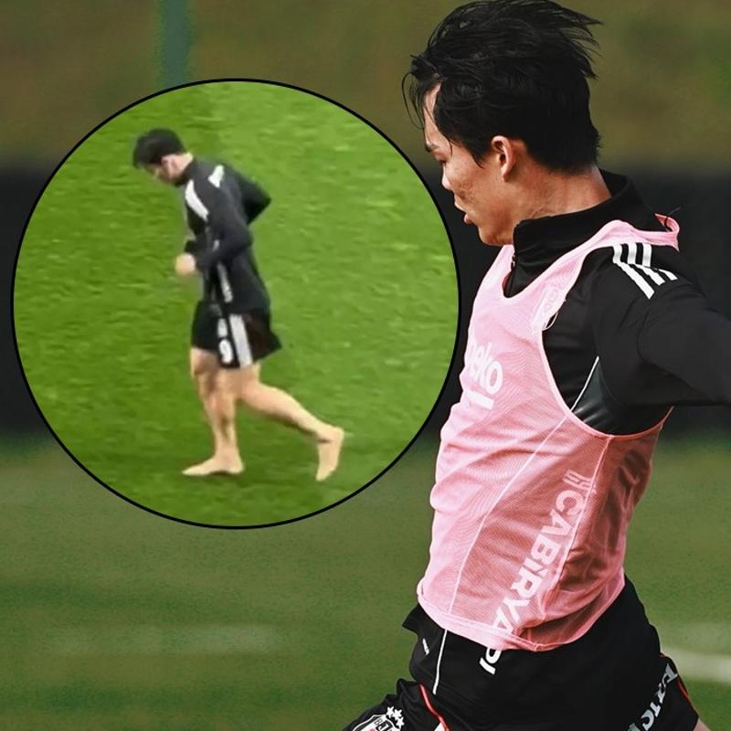 Ma� �ncesi dikkat �eken g�r�nt�! Is�nmaya ��plak ayakla ��kt�