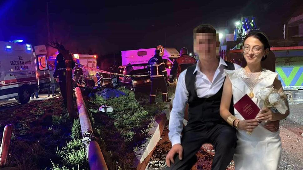 Gen� �iftin yolculu�u kabusa d�nd�! Dire�e �arpan otomobilde ac� son