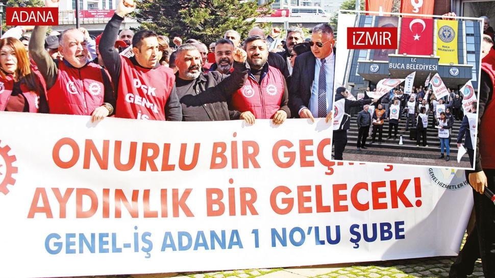 CHP'li belediyelerde i��iler maa� eyleminde