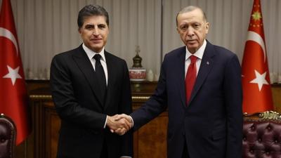 Ba�kan Erdo�an, IKBY Ba�kan� Barzani ile g�r��t�
