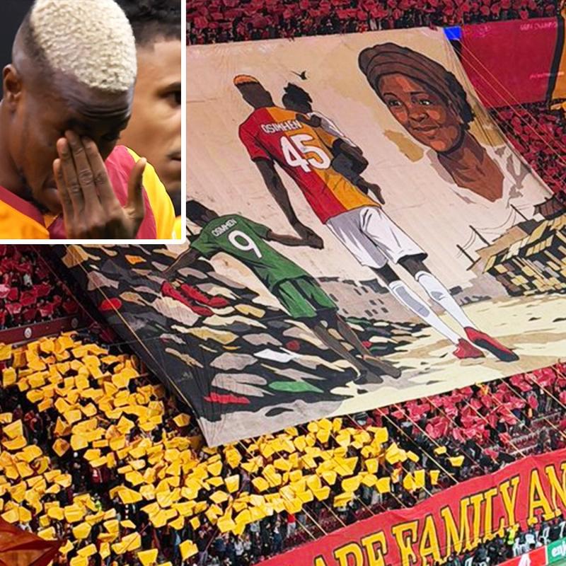 Galatasaray taraftar�ndan Victor Osimhen'i duyguland�ran koreografi