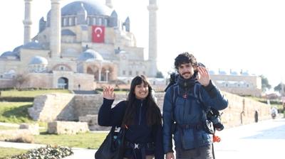 D�nya turuna ��kan Frans�z gezginler Edirne'ye hayran kald�