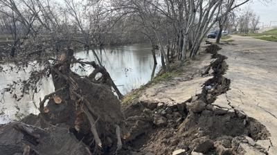 Edirne'de Tunca Nehri k�y�s�nda toprak kaymas� meydana geldi