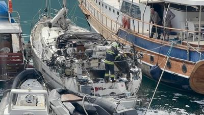 G��men ka�akl��� gerek�esiyle el konulmu�tu! Tekne alevlere teslim oldu