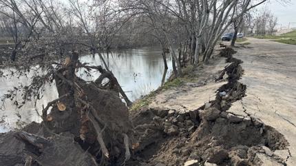 Edirne'de Tunca Nehri k�y�s�nda toprak kaymas� meydana geldi