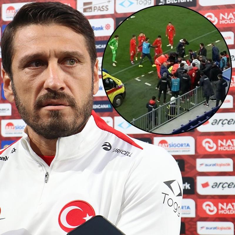 Egemen Korkmaz ma� s�ras�nda yere y���ld�! Korkutan anlar...