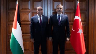 Bakan Fidan, Filistin Devlet Ba�kan Yard�mc�s� �eyh ile g�r��t�