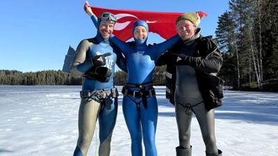 Birgül Erken'den buz altında dünya rekoru: 141 metreyi tek nefeste aştı