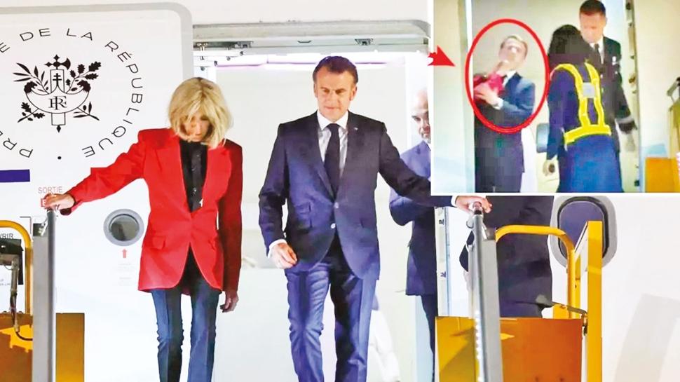 Macron yediği kroşenin etkisinde