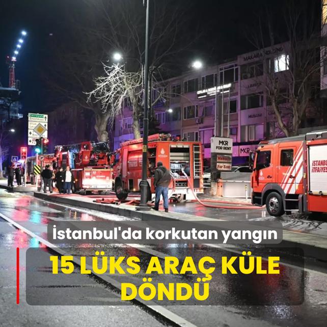 �stanbul'da korkutan yang�n! 15 l�ks ara� k�le d�nd�