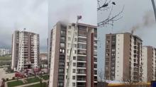 Alevler 14. kat� sard�! Binadakiler apar topar tahliye edildi