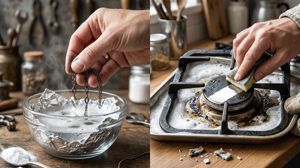 Eskiciler bile şaşırdı: Kararan takıları ve ocak gözlerini saniyeler içinde yeni gibi yapıyor