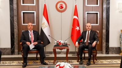 TBMM Ba�kan� Kurtulmu�, M�s�r Temsilciler Meclisi Ba�kan� Badawy ile g�r��t�