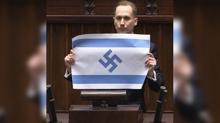 Nazi semboll� �srail bayra�� a�mas� ba��n� yakt�