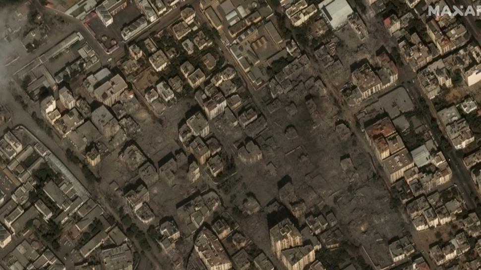 Soykırımcı İsrail'in Gazze işgali uydu görüntülerine yansıdı