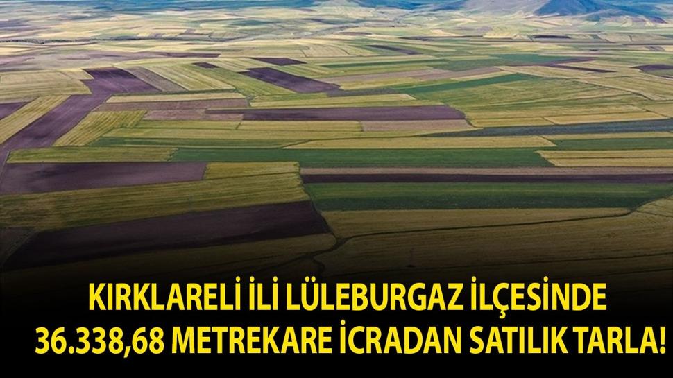 Kırklareli ili Lüleburgaz ilçesinde 36.338,68 metrekare icradan satılık tarla!