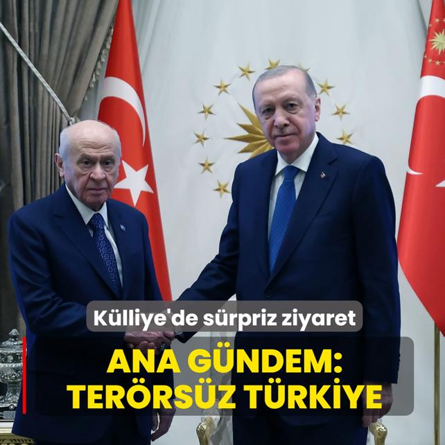 K�lliye'de s�rpriz ziyaret: Ba�kan Erdo�an, Bah�eli ile g�r��t�