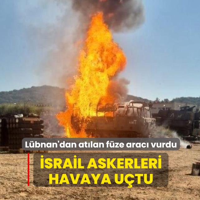 L�bnan'dan at�lan f�ze arac� vurdu! �srail askerleri havaya u�tu