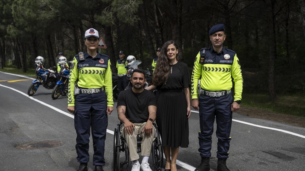 Jandarma ile engelli milli sporcudan trafik kazalarını önlemek için farkındalık çalışması