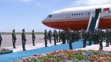 Ba�kan Erdo�an T�rkistan'da resmi t�renle kar��lan�yor