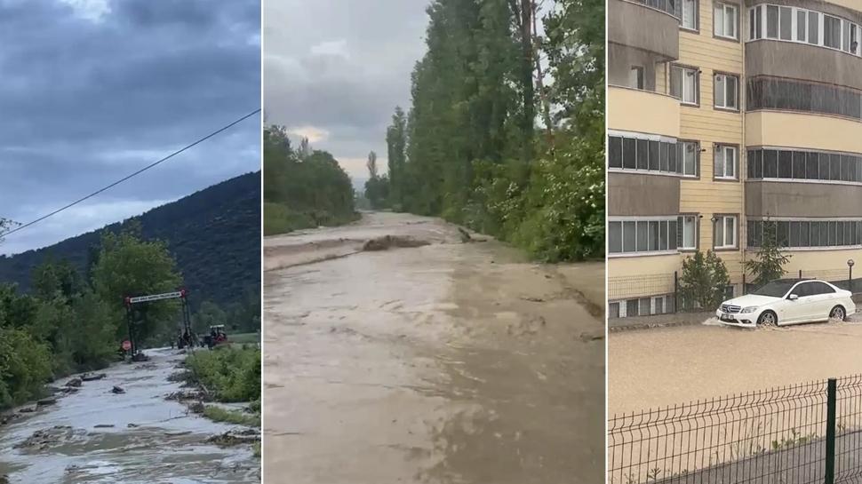 Sağanak hayatı felç etti! Yollar göle döndü evleri su bastı