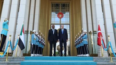 Ba�kan Erdo�an, Abdulfettah el-Burhan ile g�r��t�