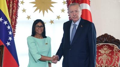Ba�kan Erdo�an, Venezuela Ge�ici Devlet Ba�kan� Rodriguez ile g�r��t�