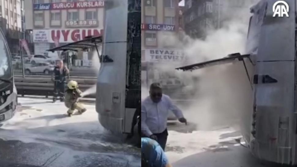 Avcılar'da yangın paniği... Seyir halindeki metrobüs alev aldı