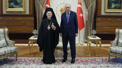 Ba�kan Erdo�an, Bartholomeos'u kabul etti
