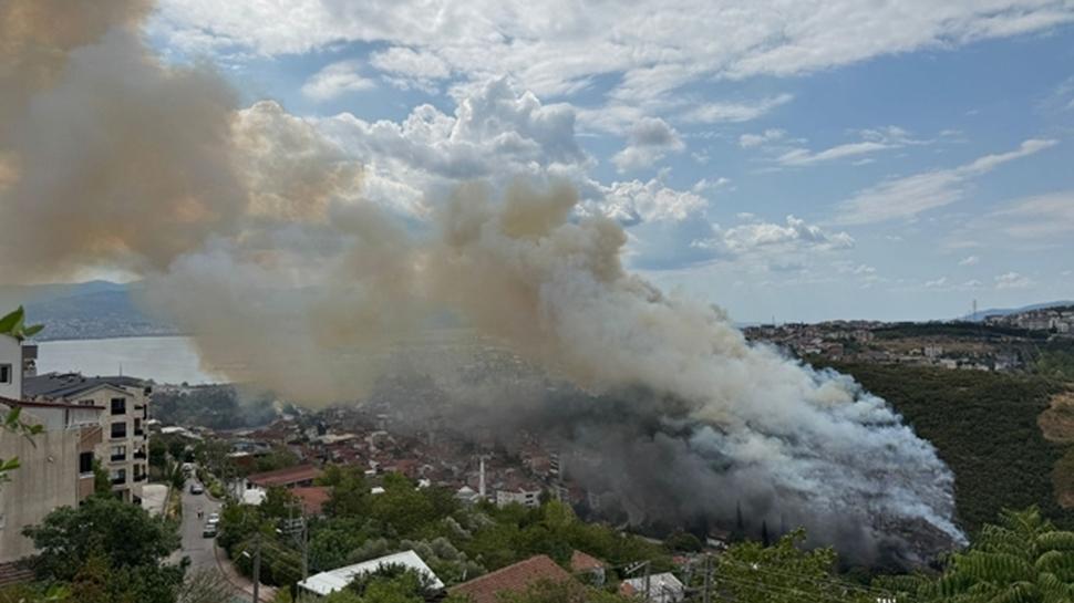 İzmit'te makilik alanda yangın! Havadan ve karadan yoğun müdahale