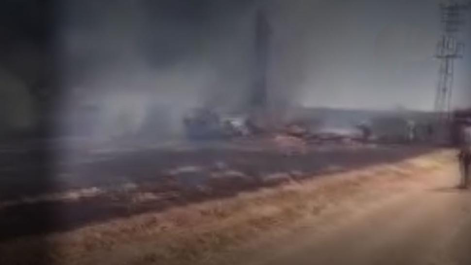 Şanlıurfa'da korkutan yangın: Sondaj aracı ve karavan küle döndü
