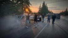Eski�ehir'de feci kaza: Trakt�re giren ara�ta 2 ki�i yaraland�