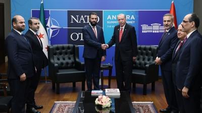 Külliye'de önemli buluşma: Başkan Erdoğan, Şara ile görüştü