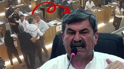 Belediye meclisinde ta�k�nl�k! CHP'li Ba�kan AK Partili �yenin �zerine y�r�d�